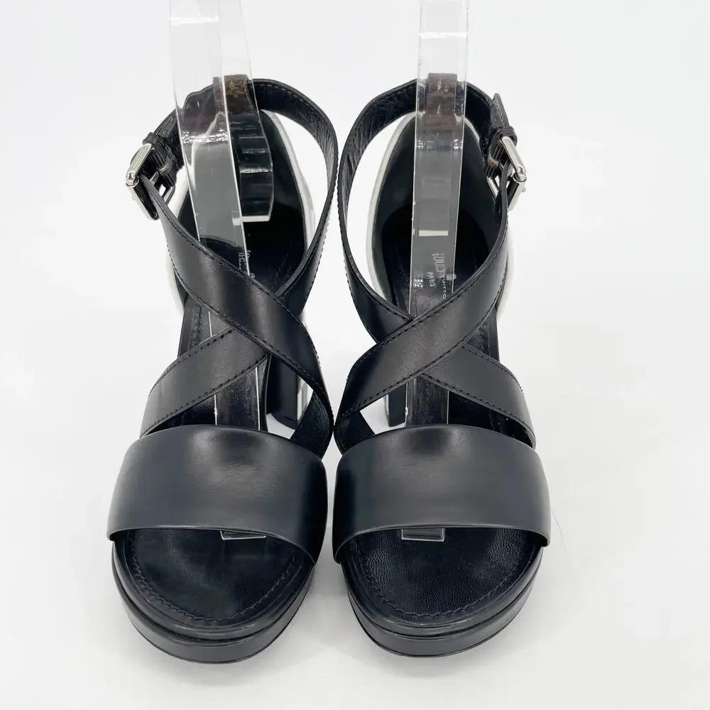 Louis Vuitton Black Monogram Damier Tressage Matchmake Check Heel Sandals EU 37
